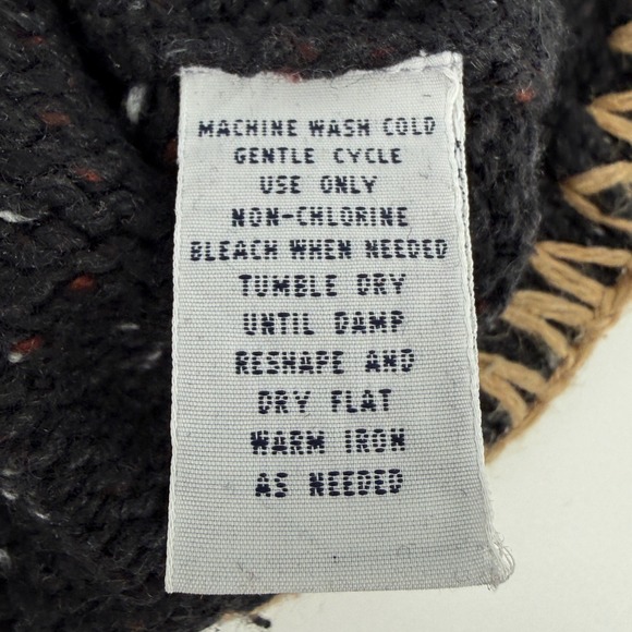 Cabin Creek Vest Womens Large Black Tan‎ Trim Speckled Knit Zip Up Ramie Warm - Picture 6 of 12